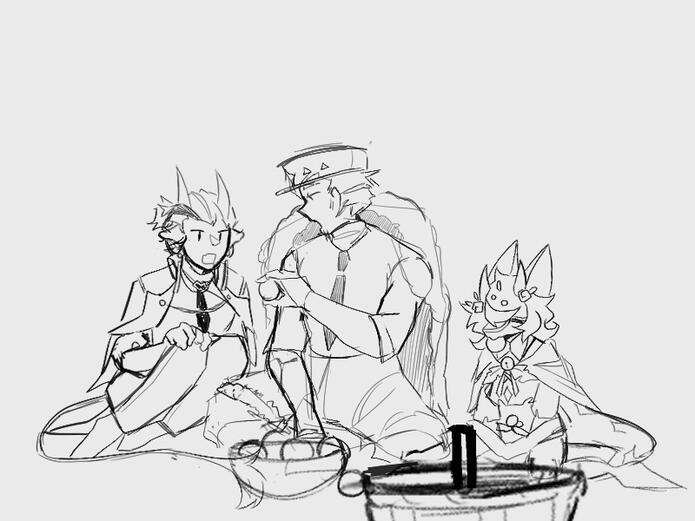 oc(s) belong to: @koakeji_ and @Oblivious_Ian ( oc on the very right is mine )